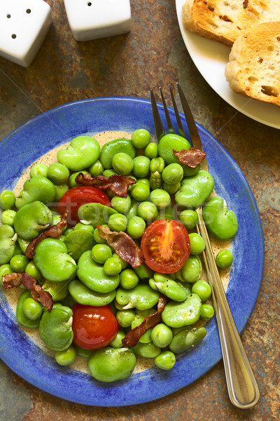 Broad Bean, Pea, Tomato and Bacon Salad Stock photo © ildi