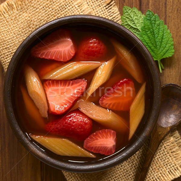Fresa ruibarbo sopa caliente frío frutas Foto stock © ildi