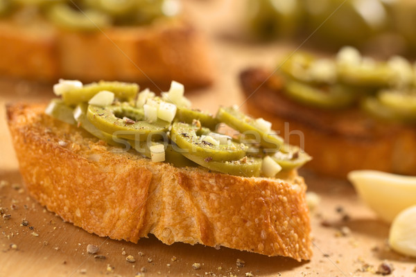 Bruschetta with Olives and Garlic Stock photo © ildi