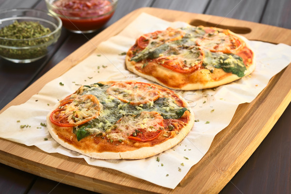 Spinach and Tomato Pizza Stock photo © ildi