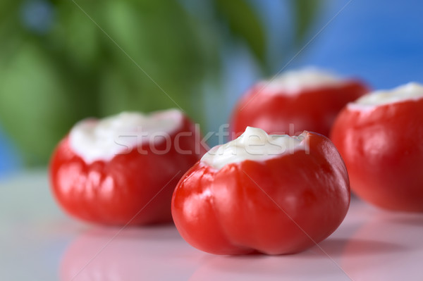 Pequeño caliente rojo pimienta crema agria superficial Foto stock © ildi