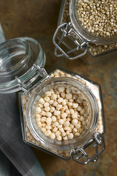 Popped Quinoa Cereal and Raw Quinoa Stock photo © ildi