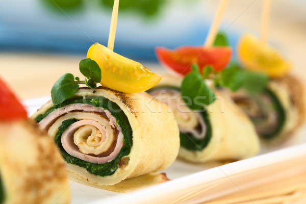 Crepe Rolls with Ham and Spinach Stock photo © ildi