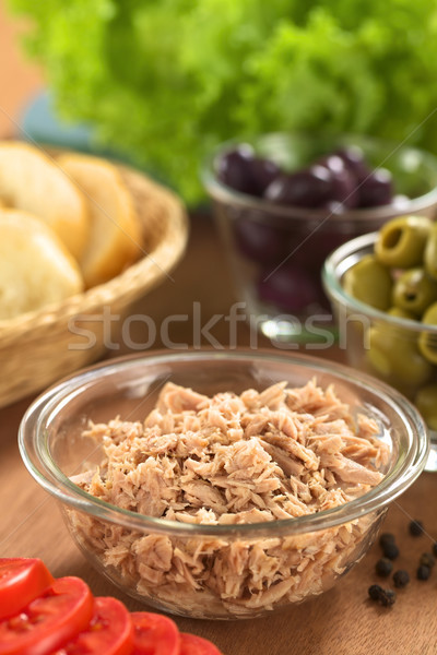 Foto d'archivio: Tonno · vetro · ciotola · fresche · insalata