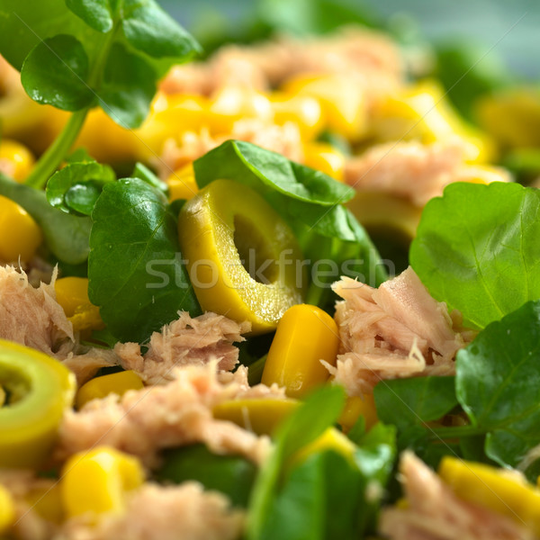 Stock photo: Tuna Sweetcorn and Olive Salad
