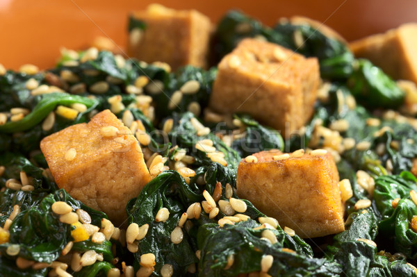 Tofu szpinak sezam czosnku imbir Zdjęcia stock © ildi