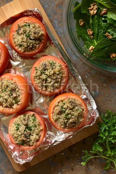 Gebacken Tomaten gefüllt Pilz Vegetarier Petersilie Stock foto © ildi