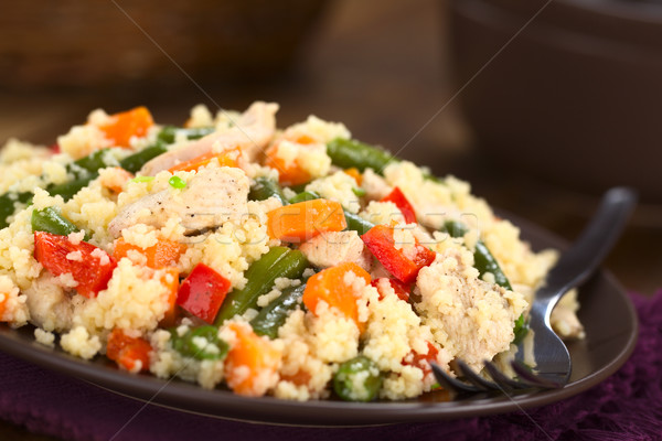 Foto stock: Couscous · frango · cenoura · prato