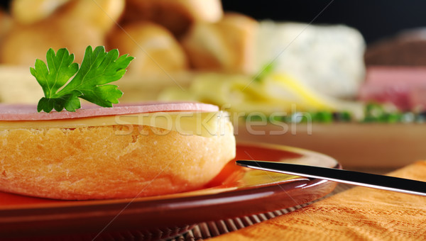 Abrir sanduíche frio carne queijo fatia Foto stock © ildi