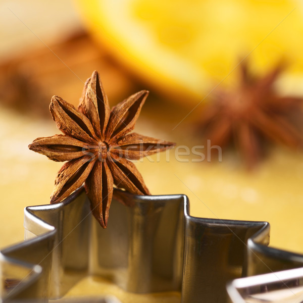 Stock photo: Star Anise on Christmas Tree Cookie Cutter