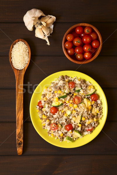 Rice Dish with Vegetables and Mincemeat Stock photo © ildi