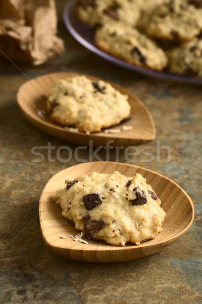 ストックフォト: オートミール · チョコレート · クッキー · 自家製 · 小 · 竹