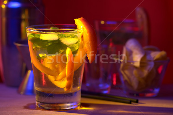 Cocktail selektiven Fokus Schwerpunkt Vorderseite Glas Essen Stock foto © ildi