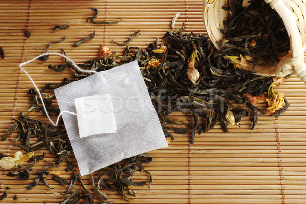 Teabag with Empty Label on Lose Green Tea Stock photo © ildi