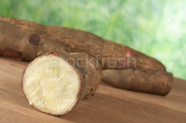 Stock photo: Cassava on Wood