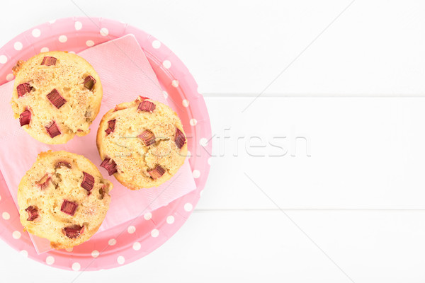 Rhabarber Joghurt Muffins frischen hausgemachte Zimt Stock foto © ildi