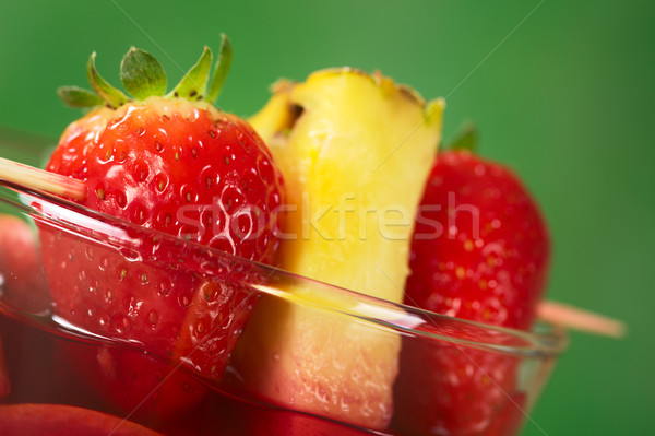 Stock foto: Erdbeere · Ananas · garnieren · Glas · frischen