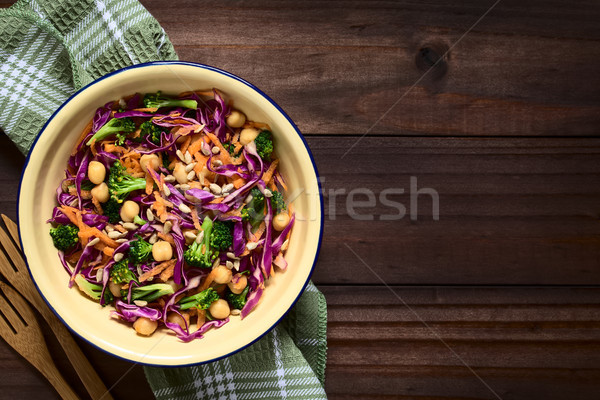 Red Cabbage, Chickpea, Carrot and Broccoli Salad Stock photo © ildi