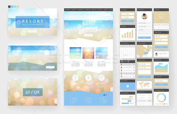 Website design template and interface elements Stock photo © ildogesto