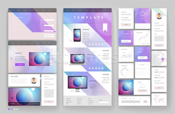 Website template design with interface elements Stock photo © ildogesto