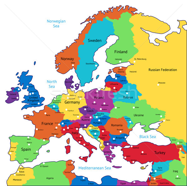 Mehrfarbig Karte Europa Design blau Reise Stock foto © ildogesto