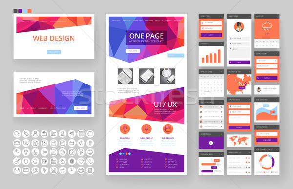 Website design template and interface elements Stock photo © ildogesto