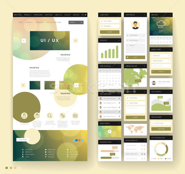 Website template design with interface elements Stock photo © ildogesto