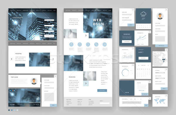 Website template design with interface elements Stock photo © ildogesto