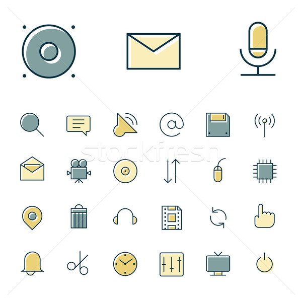 Thin line icons for user inteface and technology Stock photo © ildogesto