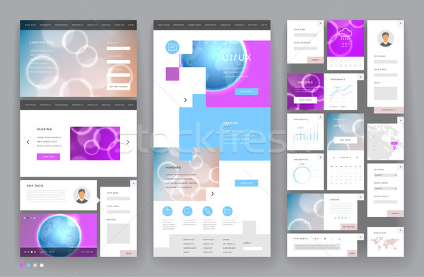 Website template design with interface elements Stock photo © ildogesto