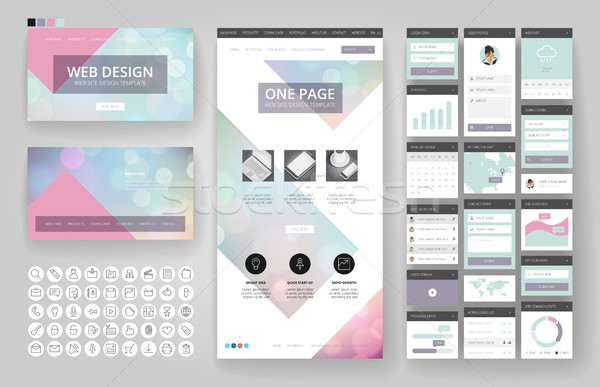 Website design template and interface elements Stock photo © ildogesto