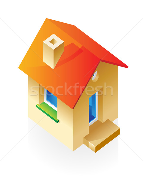 Foto stock: Casa · rojo · techo · casa · puerta