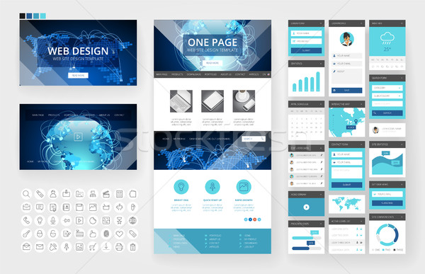 Website design template and interface elements Stock photo © ildogesto