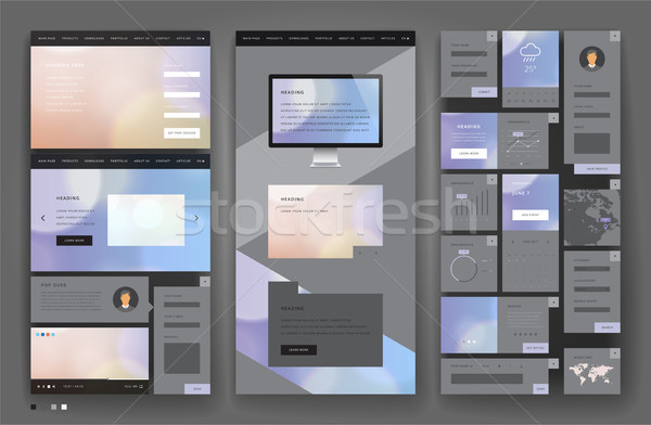 Website template design with interface elements Stock photo © ildogesto