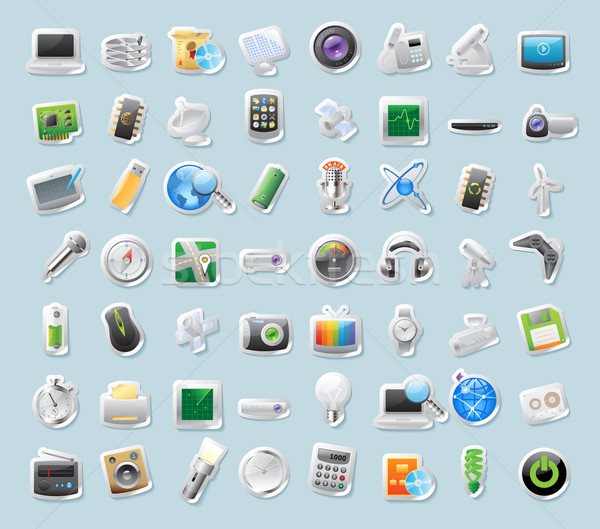 Sticker icons for technology and devices Stock photo © ildogesto