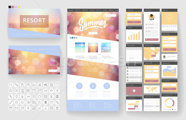 Website design template and interface elements Stock photo © ildogesto