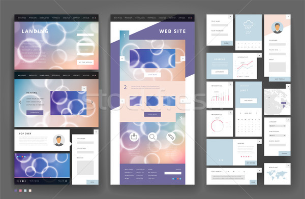Website template design with interface elements Stock photo © ildogesto