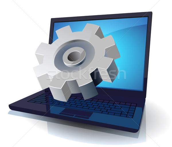 Laptop versnelling illustratie technische ondersteuning hardware dienst Stockfoto © ildogesto