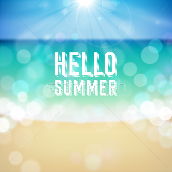 暑假 熱帶海灘 你好 夏天 海報 向量 商業照片 © ildogesto