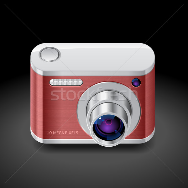 Stock fotó: Ikon · kompakt · fotó · kamera · piros · sötét