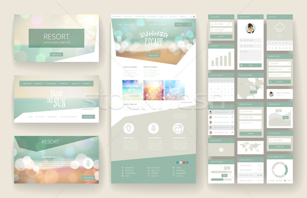 Website design template and interface elements Stock photo © ildogesto