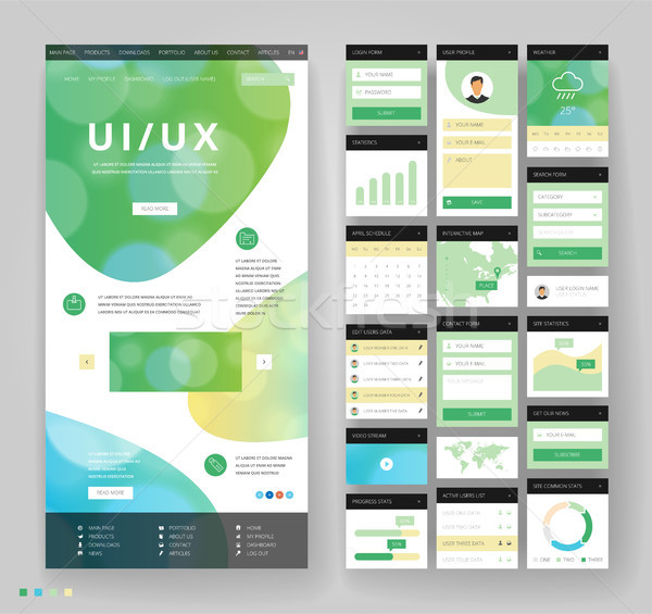 Website template design with interface elements Stock photo © ildogesto