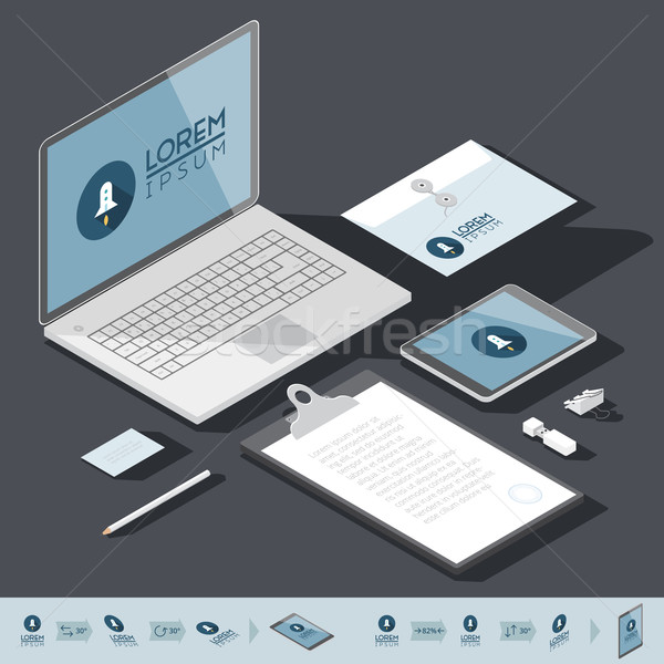 Isometric corporate identity template Stock photo © ildogesto