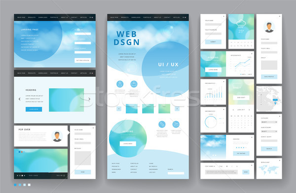 Website template design with interface elements Stock photo © ildogesto