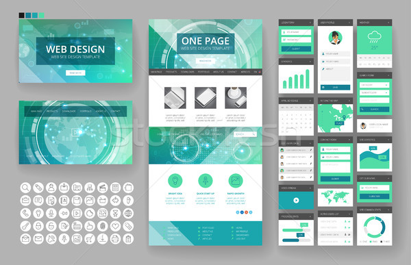 Website design template and interface elements Stock photo © ildogesto