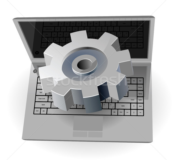 Laptop versnelling illustratie technische ondersteuning hardware dienst Stockfoto © ildogesto
