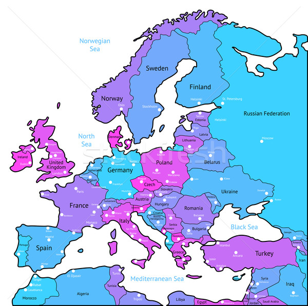 Сток-фото: Cyan · фиолетовый · карта · Европа · синий · розовый