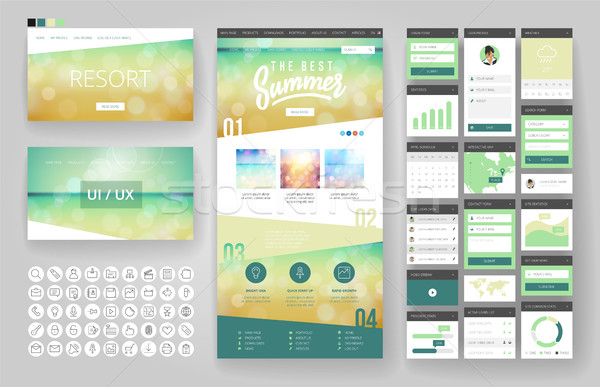 Website design template and interface elements Stock photo © ildogesto