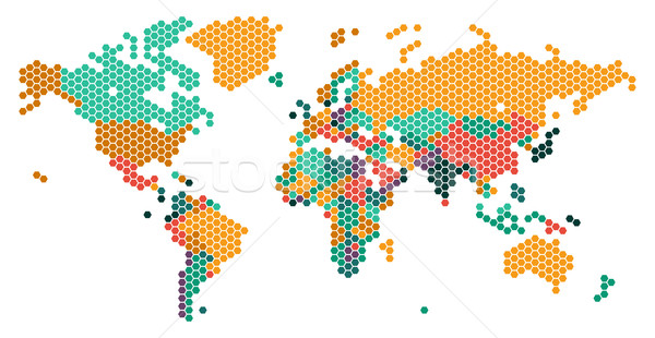 Dotted World map with countries borders Stock photo © ildogesto