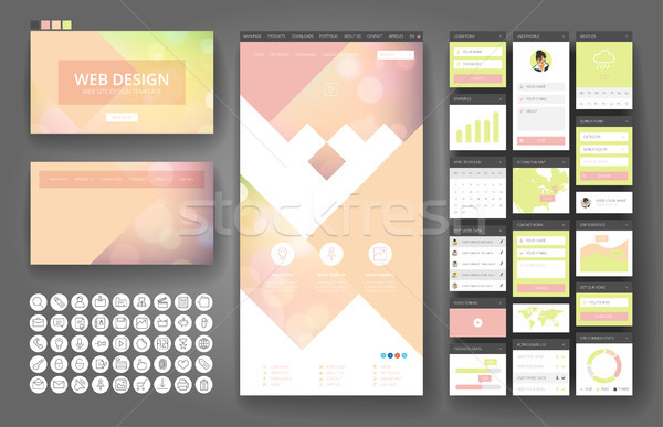 Website design template and interface elements Stock photo © ildogesto